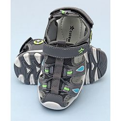Cute Walk by Babyhug Sandals With Velcro Closure & Football Applique - Grey