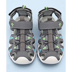 Cute Walk by Babyhug Sandals With Velcro Closure & Football Applique - Grey