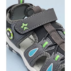 Cute Walk by Babyhug Sandals With Velcro Closure & Football Applique - Grey