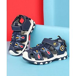 Cute Walk by Babyhug Sandals With Velcro Closure & Football Applique - Grey
