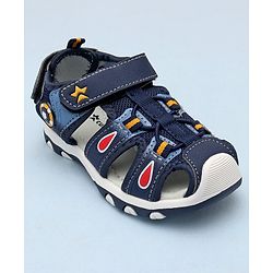 Cute Walk by Babyhug Sandals With Velcro Closure & Football Applique - Grey
