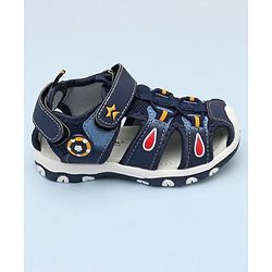 Cute Walk by Babyhug Sandals With Velcro Closure & Football Applique - Grey