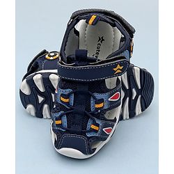 Cute Walk by Babyhug Sandals With Velcro Closure & Football Applique - Grey
