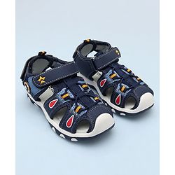 Cute Walk by Babyhug Sandals With Velcro Closure & Football Applique - Grey