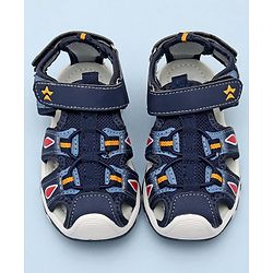 Cute Walk by Babyhug Sandals With Velcro Closure & Football Applique - Grey