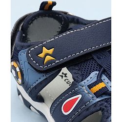 Cute Walk by Babyhug Sandals With Velcro Closure & Football Applique - Grey