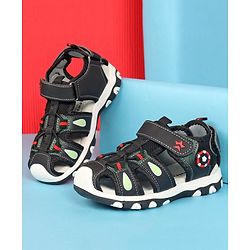 Cute Walk by Babyhug Sandals With Velcro Closure & Football Applique - Grey