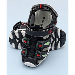 Cute Walk by Babyhug Sandals With Velcro Closure & Football Applique - Grey