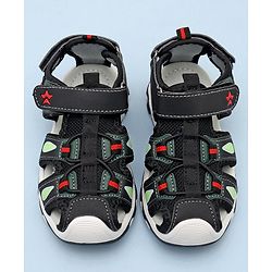 Cute Walk by Babyhug Sandals With Velcro Closure & Football Applique - Grey