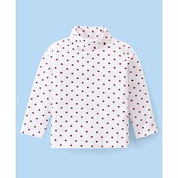 Babyhug Cotton Knit Full Sleeves Turtle Neck T-Shirt Polka Dots Print - White