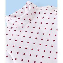 Babyhug Cotton Knit Full Sleeves Turtle Neck T-Shirt Polka Dots Print - White