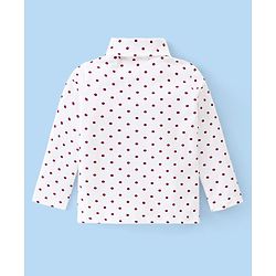 Babyhug Cotton Knit Full Sleeves Turtle Neck T-Shirt Polka Dots Print - White
