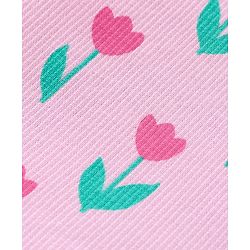 Babyhug Cotton Knit  Full Sleeves  Skivi Top with Lettuce Hem Detailing & Floral Print - Pink