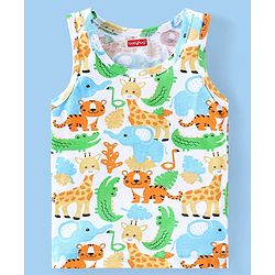 Babyhug 100% Cotton Sleeveless Vest Animal Print Pack of 3 - Yellow