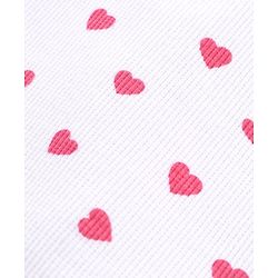 Babyhug Cotton Knit Full Sleeves Turtle Neck Skivi Top Hearts Print- White