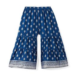 Babyhug Woven 3/4th Sleeves Foil Printed Kurti Gharara & Net Dupatta Set - Teal Blue