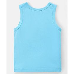 Babyhug 100% Cotton Single Jersey Knit Sleeveless Sandos with Stripes & Dino Print Pack of 3 - White Blue & Orange