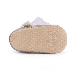 Cute Walk by Babyhug Floral & Ribbon Bow Applique Velcro Closure Glittery Ballerina Booties -  Golden
