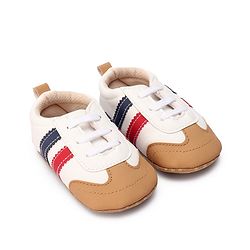 Cute Walk by Babyhug Booties with Striped Design & Lace Up Closure - Beige