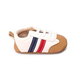 Cute Walk by Babyhug Booties with Striped Design & Lace Up Closure - Beige