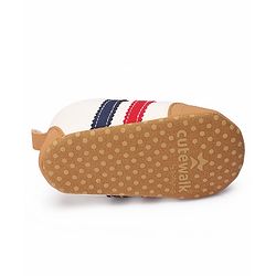 Cute Walk by Babyhug Booties with Striped Design & Lace Up Closure - Beige