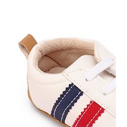 Cute Walk by Babyhug Booties with Striped Design & Lace Up Closure - Beige