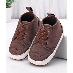 Cute Walk by Babyhug Booties with Lace Up Closure-  Brown
