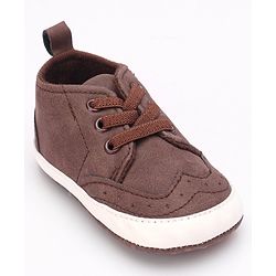 Cute Walk by Babyhug Booties with Lace Up Closure-  Brown