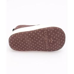 Cute Walk by Babyhug Booties with Lace Up Closure-  Brown