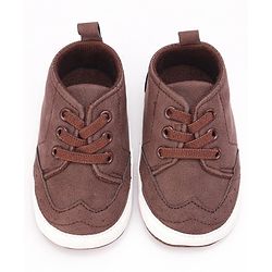 Cute Walk by Babyhug Booties with Lace Up Closure-  Brown