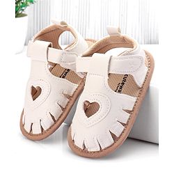 Cute Walk by Babyhug Booties with  Velcro Closure & Heart Design  - White