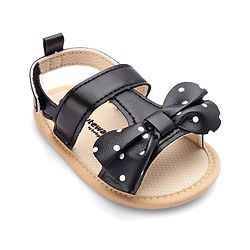 Cute Walk by Babyhug Velcro Closure Booties Bow Applique - Black