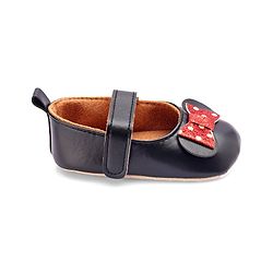 Cute Walk by Babyhug Velcro Closure Booties Bow Applique - Black