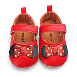 Cute Walk by Babyhug Velcro Closure Booties Bow Applique - Black