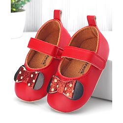 Cute Walk by Babyhug Velcro Closure Booties Bow Applique - Black