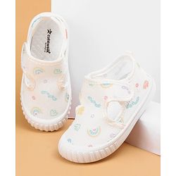 Cute Walk by Babyhug Casual Printed Shoes with Velcro Closure - White