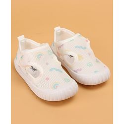 Cute Walk by Babyhug Casual Printed Shoes with Velcro Closure - White