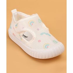 Cute Walk by Babyhug Casual Printed Shoes with Velcro Closure - White