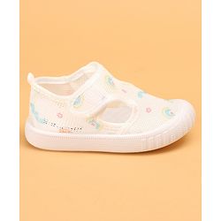 Cute Walk by Babyhug Casual Printed Shoes with Velcro Closure - White