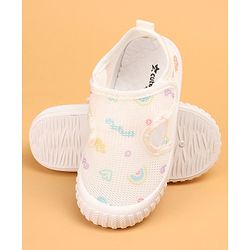 Cute Walk by Babyhug Casual Printed Shoes with Velcro Closure - White