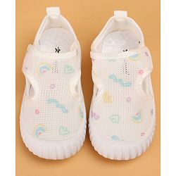 Cute Walk by Babyhug Casual Printed Shoes with Velcro Closure - White
