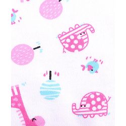 Babyhug Cotton Bibs Dinosaur Embroidery Set of 3 - Pink & White