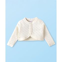 Babyhug Knitted Full Sleeves Solid Colour Shrug - Off White