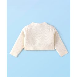Babyhug Knitted Full Sleeves Solid Colour Shrug - Off White