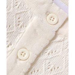 Babyhug Knitted Full Sleeves Solid Colour Shrug - Off White