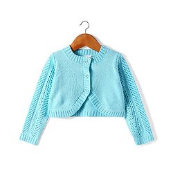 Babyhug Knitted Full Sleeves Solid Woollen Shrug - Aqua Blue