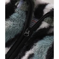 Babyhug Woven Full Sleeves Winter Fur Jacket With Camouflage Design - Black