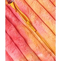 Babyhug Woven Full Sleeves Hooded Fur Jacket with Stripe Design - Yellow & Pink