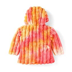 Babyhug Woven Full Sleeves Hooded Fur Jacket with Stripe Design - Yellow & Pink