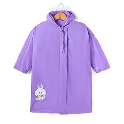 Babyhug Full Sleeves Below Knee Length Raincoat Bunny Print - Purple